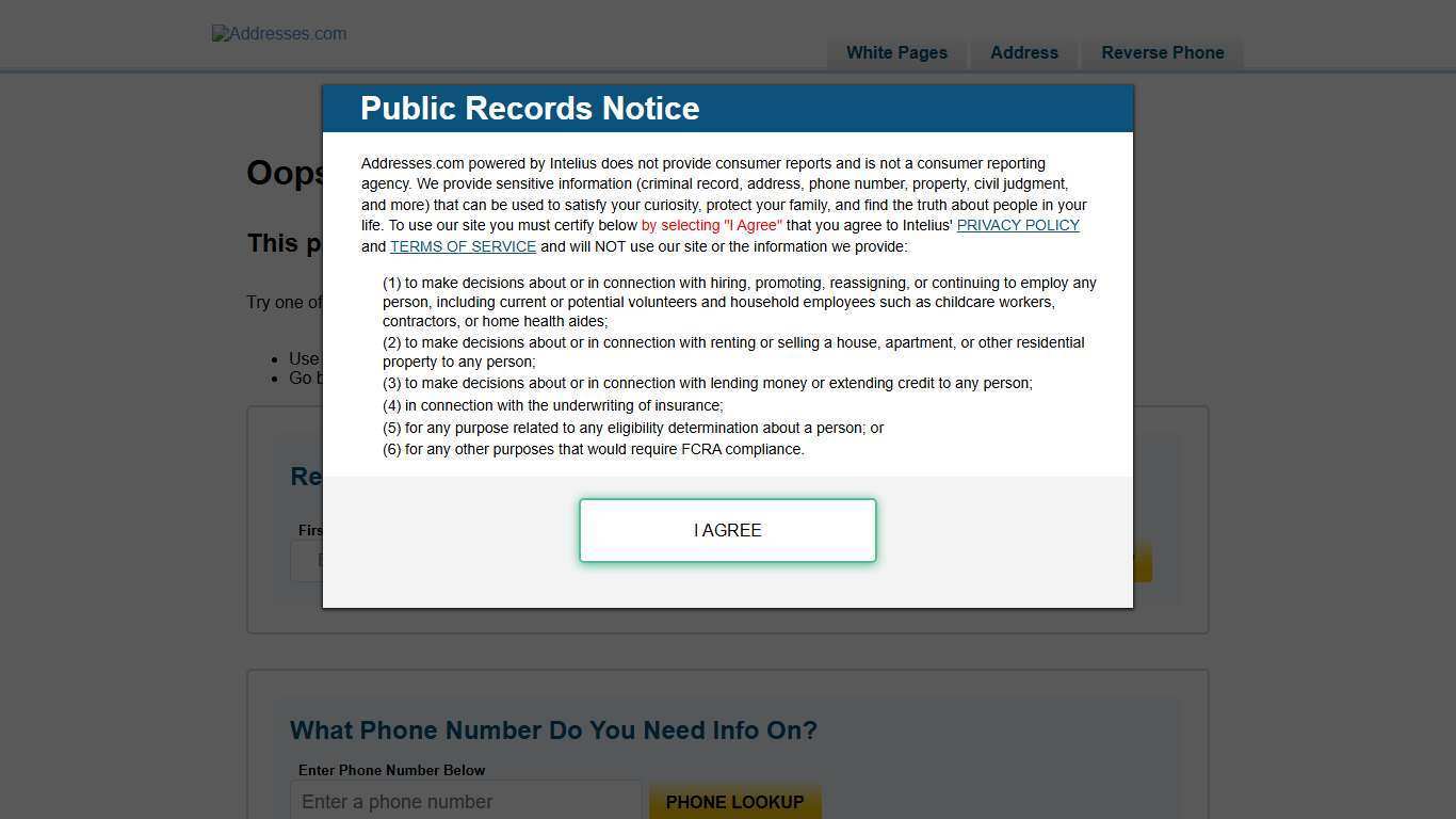 500 Sorry, not found | Addresses.com